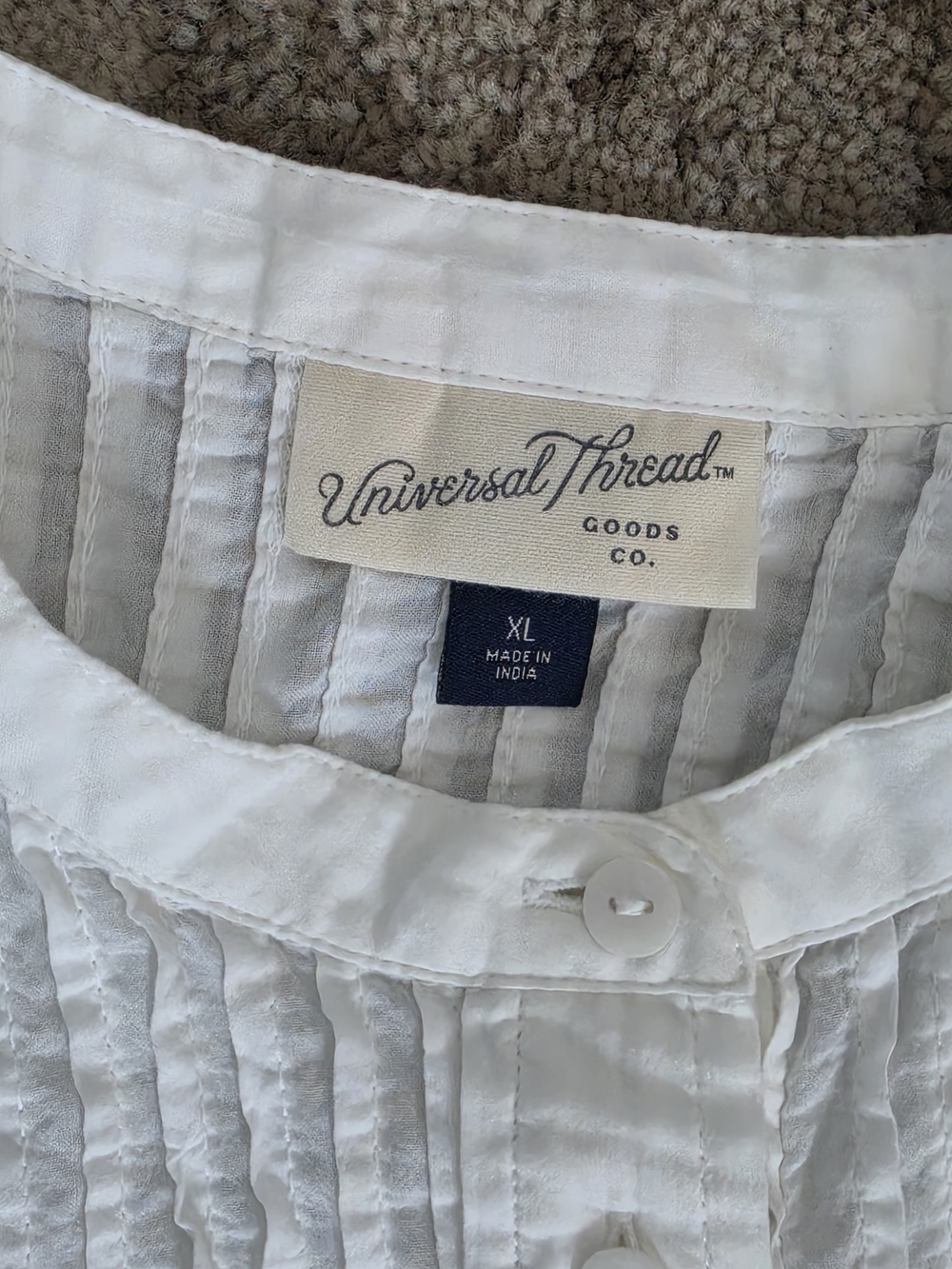 Universal Thread White Pintuck & Lace Button-Front Blouse - Picture 2 of 5